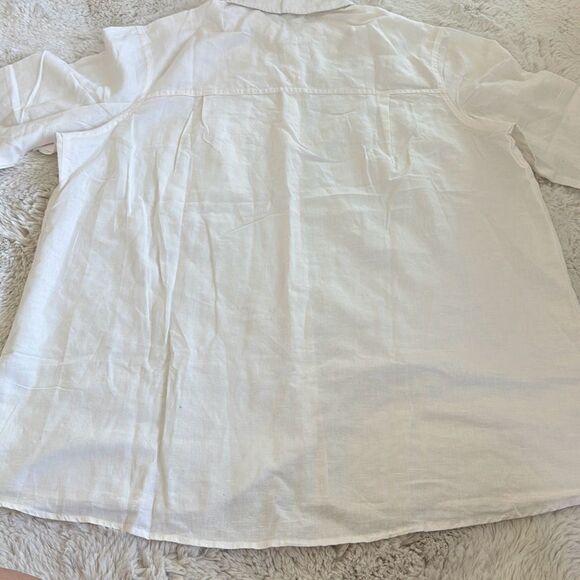 WeWoreWhat Dad Shirt Linen in Off White Size L - Picture 9 of 9